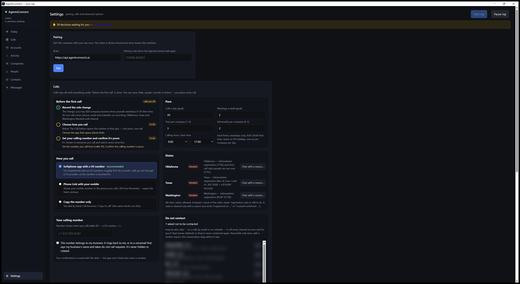 Settings: call compliance