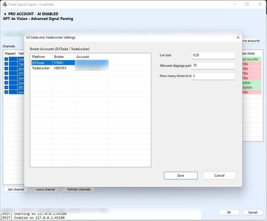 Broker account settings